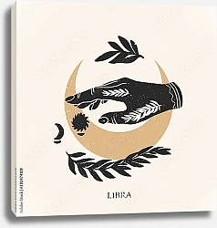 Постер Знак зодиака Весы в стиле бохо