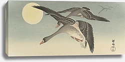Постер Косон Охара Geese at full moon