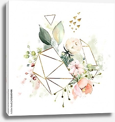 Постер Букет роз с геометрической многоугольной формой 1