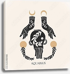 Постер Знак зодиака Водолей в стиле бохо