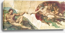 Постер Микеланджело (Michelangelo Buonarroti) Фрески плафона Сикстинской капеллы. История творения. Господь сотворяет Адама