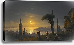 Постер Айвазовский Иван Галатская башня в лунную ночь.