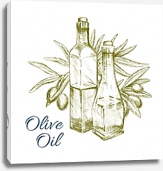 Постер Оливковое масло и зеленые оливки