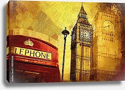 Постер Лондонская красная телефонная будка и Биг Бен