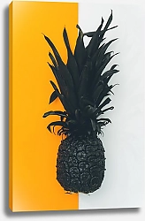Постер Черный ананас на бело-желтом фоне