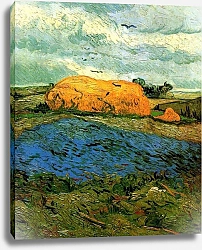 Постер Ван Гог Винсент (Vincent Van Gogh) Стоги сена под дождливым небом