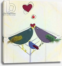Постер Спейтан Любна (совр) Love birds family, love hearts,, painting