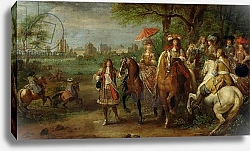 Постер Мюлен Адам View of the Chateau de Vincennes with Louis XIV and Maria Theresa of Austria, 1669