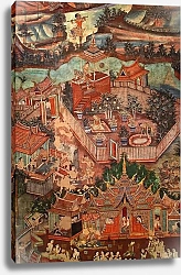 Постер Школа: Тайская Detail of the murals of Viharn laikam portraying the Sang Thong Tales