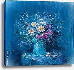Постер Букет цветов на голубом