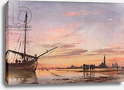 Постер Кук Эдвард View Across the Lagoon, Venice, Sunset, 1850