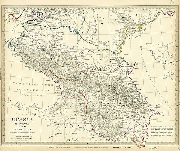 Карта Россия в Европе, часть IX, Кавказ, Черкесия, Каракуль, Грузия, 1835г. 1