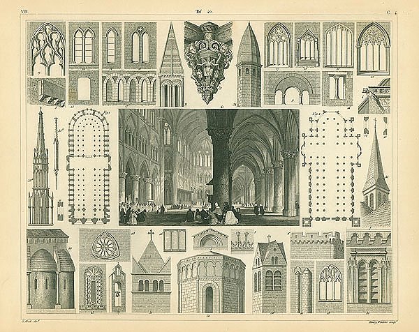 Архитектура №18: интерьер собора Нотр-Дам в Париже, Франция 1