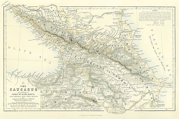 Карта Кавказских гор