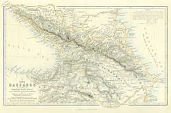 Постер Карта Кавказских гор 1