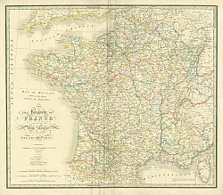 Постер Карта Королевства Франции, 1838 г.