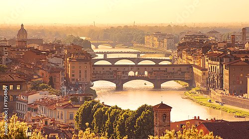Италия. Флоренция. Мосты через реку Арно