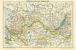 Постер Карта Сибири (Алтай и Байкал), 1898г.