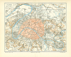 Постер Карта Парижа, конец 19 в. 1