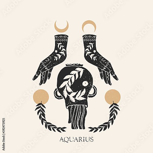 Знак зодиака Водолей в стиле бохо