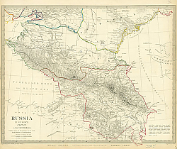 Постер Карта Россия в Европе, часть IX, Кавказ, Черкесия, Каракуль, Грузия, 1835г.