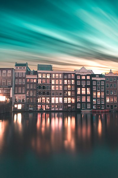 Дома у канала, Амстердам, Нидерланды