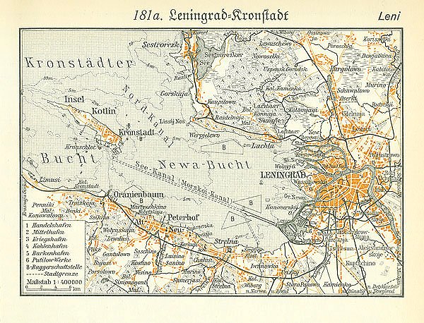 Карта Ленинграда и Кронштадта