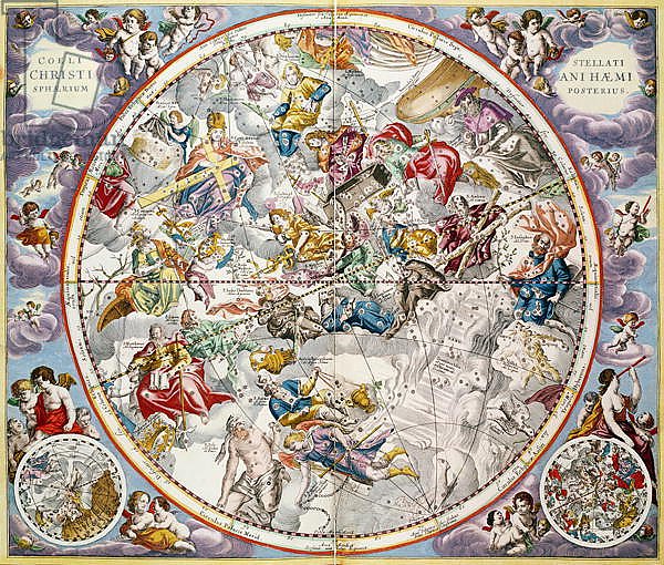 Map of the Christian Constellations as depicted by Julius Schiller, from 'The Celestial Atlas, 1660