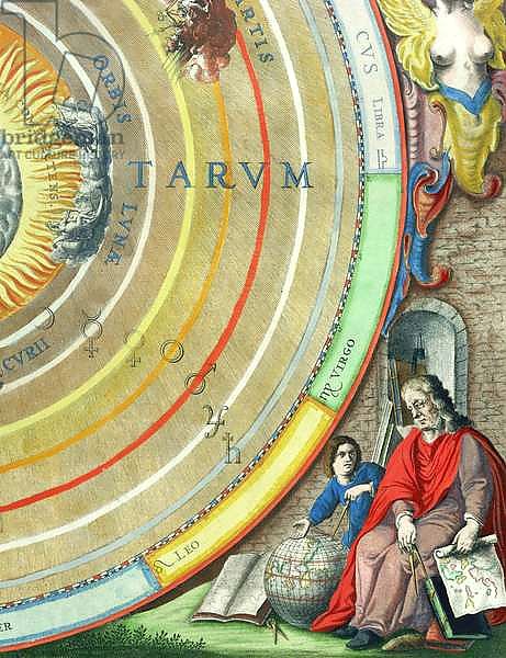 An Astronomer, detail from a map of the planets, from 'A Celestial Atlas, or The Harmony of the Universe' pub. by Joannes Janssonius, Amsterdam, 1660-61