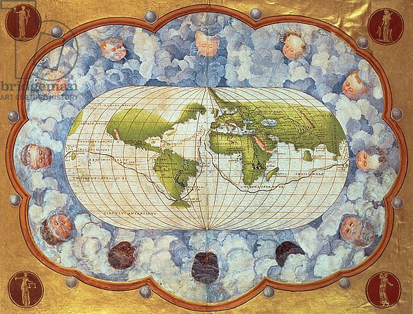 Map tracing Magellan's world voyage, once owned by Charles V, 1545