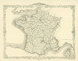 Постер Карта Франции, 1851 г.