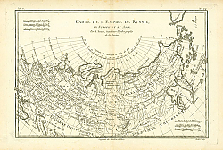 Постер Карта Российской Империи от Европы до Азии Р. Бонне, 1780 г. 1