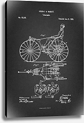 Постер Патент на ретро трехколесный велосипед, 1869г