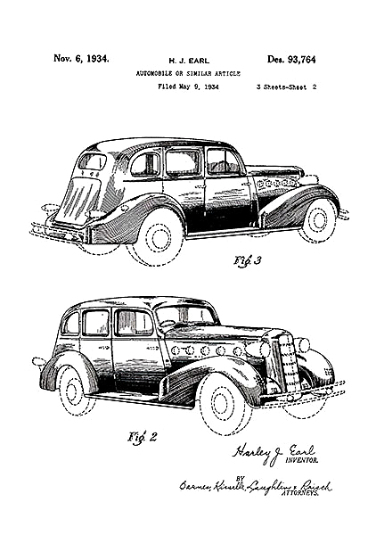 Патент на автомобиль Cadillac,1934г