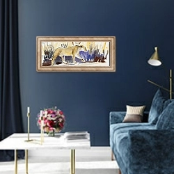 «Lioness sketch, 2014,» в интерьере в классическом стиле в синих тонах