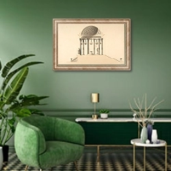 «Design for a Section of a Domed Corinthian Temple» в интерьере гостиной в зеленых тонах