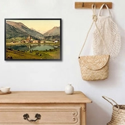«Швейцария. Замок Тарасп» в интерьере в стиле ретро над комодом