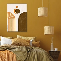 «Утомленное солнце 39» в интерьере спальни  в этническом стиле в желтых тонах