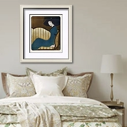 «Why worry about ‘Mona Lisa’» в интерьере спальни в стиле прованс над кроватью