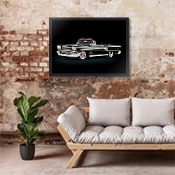 «Pontiac Bonneville Convertible '1958» в интерьере гостиной в стиле лофт над диваном
