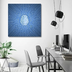 «Кибернетический мозг» в интерьере современного офиса в минималистичном стиле