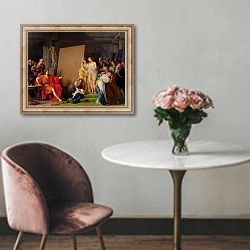 «Zeuxis Choosing Models from the Beautiful Women of Croton, 1789» в интерьере в классическом стиле над креслом