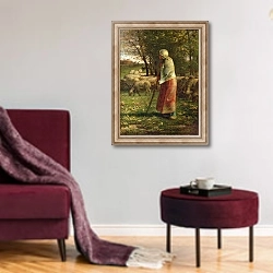 «The Little Shepherdess» в интерьере гостиной в бордовых тонах
