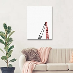 «Ladder» в интерьере современной светлой гостиной над диваном