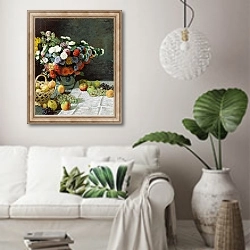 «Цветы и фрукты» в интерьере светлой гостиной в скандинавском стиле над диваном