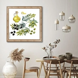 «Акварельная коллекция оливок» в интерьере кухни в стиле ретро над обеденным столом