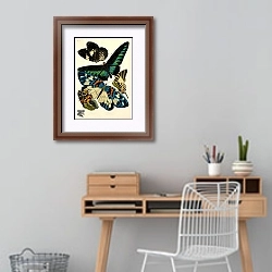 «Papillons by E. A. Seguy №2» в интерьере кабинета с деревянным столом