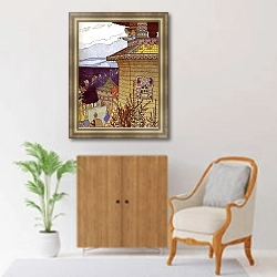 «Княгиня на теремной башне» в интерьере гостиной в оливковых тонах
