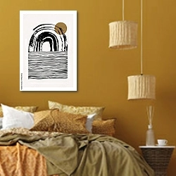 «Солнечные арки 7» в интерьере спальни  в этническом стиле в желтых тонах