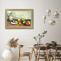 «Натюрморт с кувшином и фруктами» в интерьере кухни в стиле ретро над обеденным столом